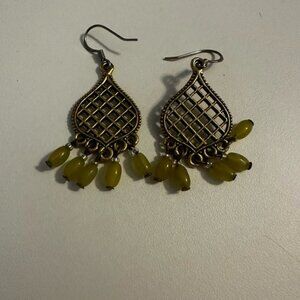 Elegant Gold and Yellow Dangle Earrings